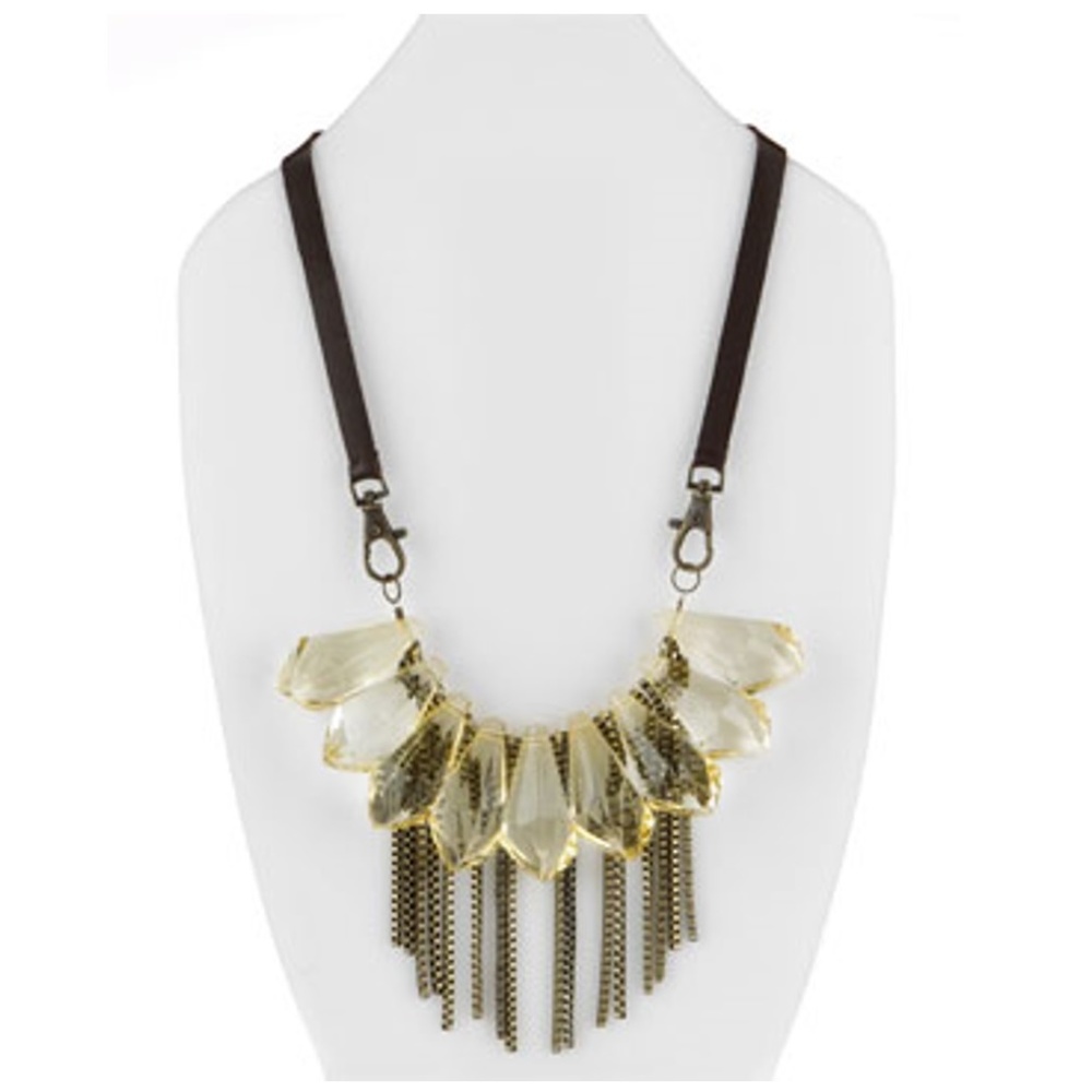 NEW Adia Kibur Colorado Lucite & Leather Necklace